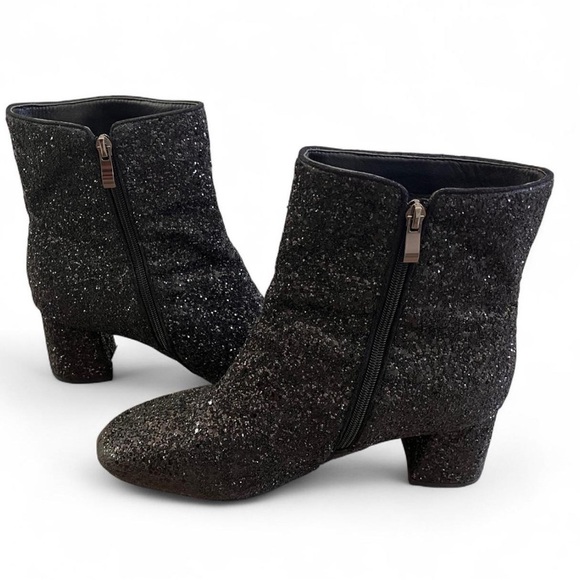 Black Glitter Ankle Boots with Union Jack Design size 9.5 - Picture 2 of 5